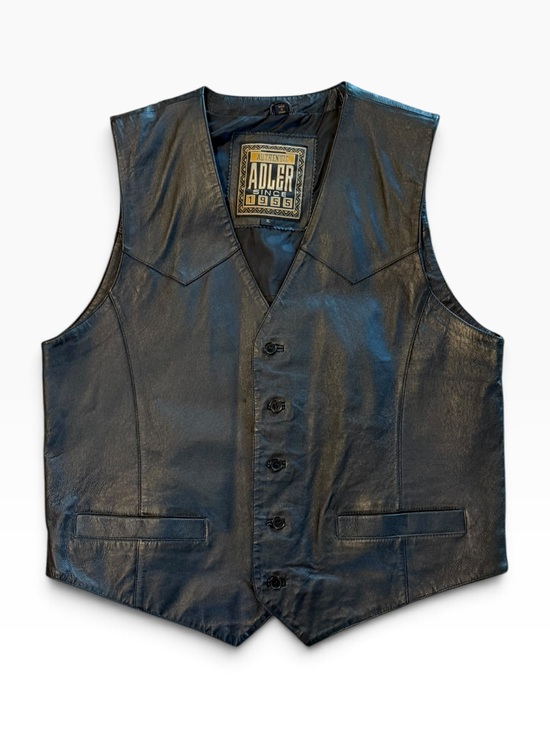 Adler Other - Vintage Authentic Adler Genuine Leather Western Biker Vest Men’s XL Black